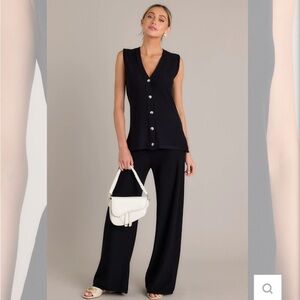 Black Lounge Set - Wide Leg Pants + Top